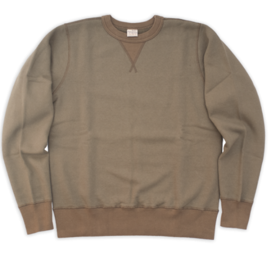 PLAIN SWEATSHIRT, 4-NEEDLE, OLIVE