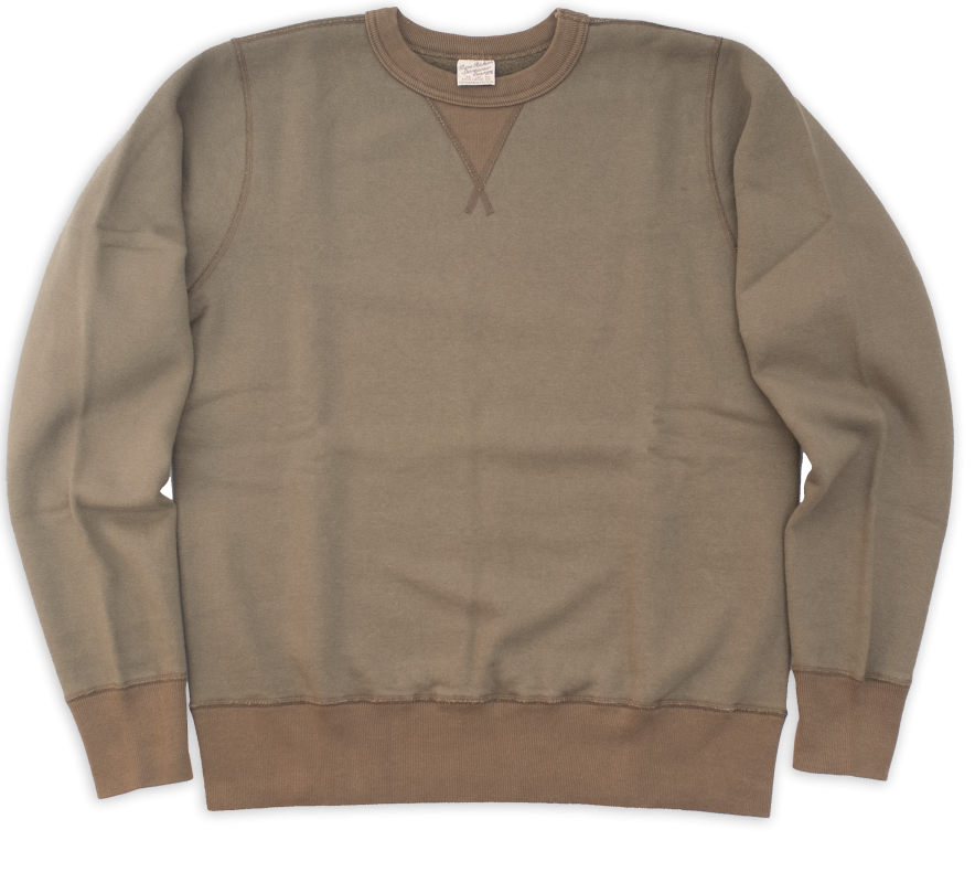 PLAIN SWEATSHIRT, 4-NEEDLE, OLIVE