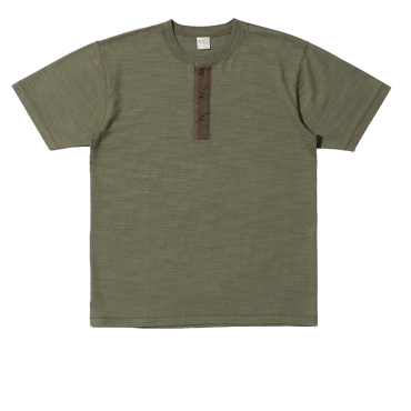 Henley Tee Slub Yarn Olive...